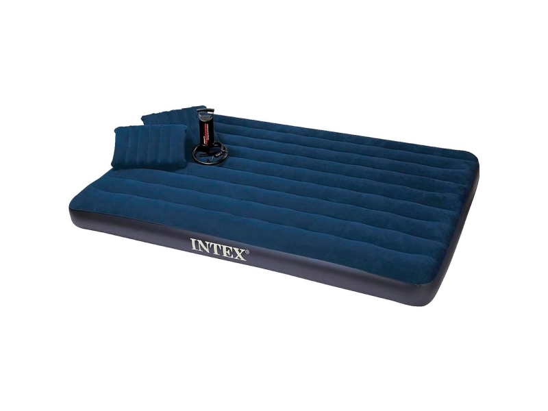 Intex Klassisk Downy Luftmadras Håndpumpe 152x203x25 - Intex Camping  - 6941057412474