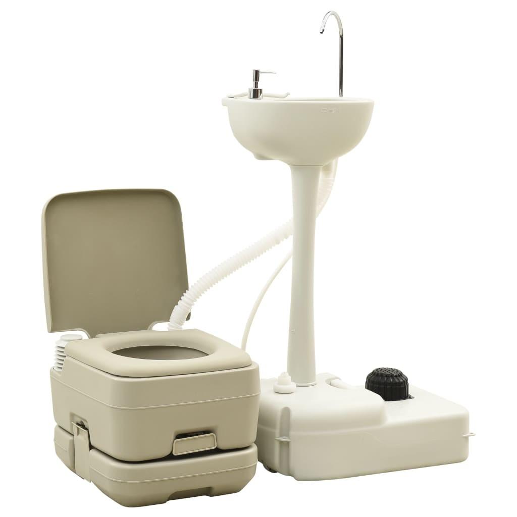 Grå Transportabelt Campingtoilet Håndvask - Boligcenter Camping  - 8720286178881
