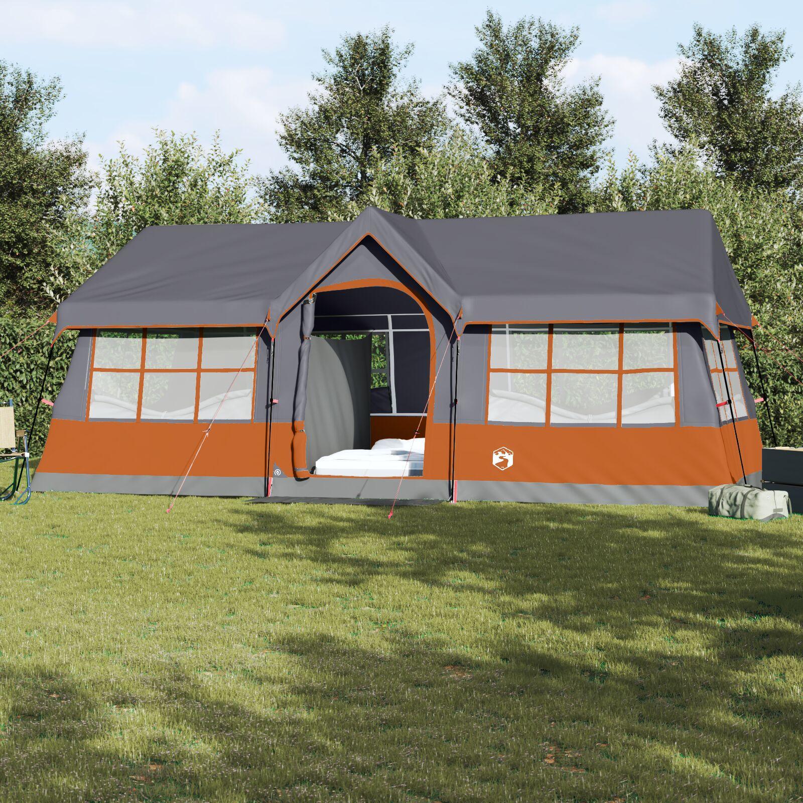 Camping Telt Med Vinduer Grå Orange Personers Vandafvisende - Camping  - 8721158515100